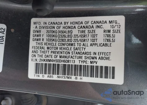 2013 Honda Cr-V Ex from USA, damaged, VIN 2HKRM4H50DH608113